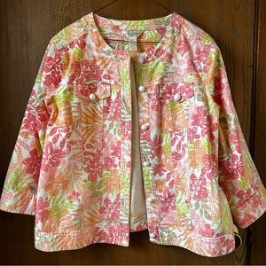 Christopher & Banks Women's Floral Jacket Size L Button-Up